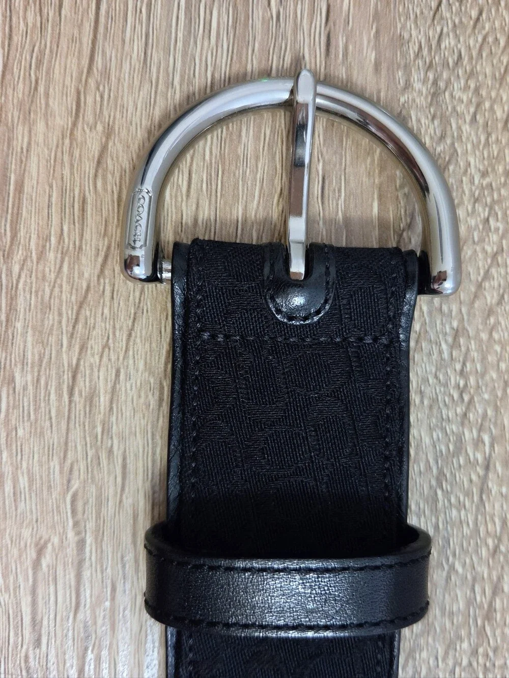 Coach Black Signature Soho Jacquard Canvas Grommet Belt Silver Buckle - Medium